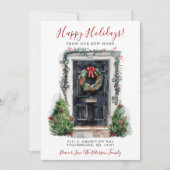 Happy Holidays Neue Zuhause Fronttür verschieben Ankündigung (Vorderseite)