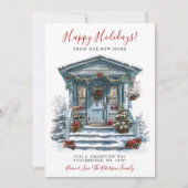 Happy Holidays Neue Zuhause Fronttür verschieben Ankündigung (Vorderseite)