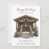 Happy Holidays Neue Zuhause Fronttür verschieben Ankündigung (Vorderseite)