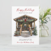 Happy Holidays Neue Zuhause Fronttür verschieben Ankündigung (Stehend Vorderseite)