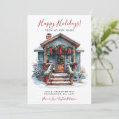 Happy Holidays Neue Zuhause Fronttür verschieben Ankündigung (Stehend Vorderseite)