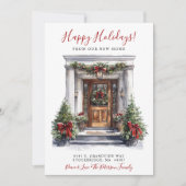 Happy Holidays Neue Zuhause Fronttür verschieben Ankündigung (Vorderseite)