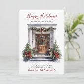 Happy Holidays Neue Zuhause Fronttür verschieben Ankündigung (Stehend Vorderseite)
