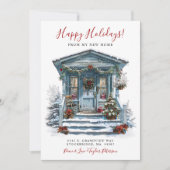 Happy Holidays Neue Zuhause Fronttür verschieben Ankündigung (Vorderseite)