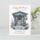 Happy Holidays Neue Zuhause Fronttür verschieben Ankündigung (Stehend Vorderseite)