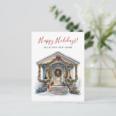 Happy Holidays Neue Zuhause Fronttür verschieben Ankündigungspostkarte (Stehend Vorderseite)