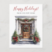 Happy Holidays Neue Zuhause Fronttür verschieben Ankündigungspostkarte (Vorderseite)