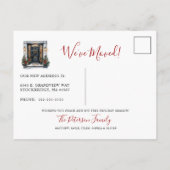 Happy Holidays Neue Zuhause Fronttür verschieben Ankündigungspostkarte (Rückseite)