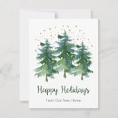 Happy Holidays Neue Zuhause Pine Trees Ankündigung (Vorderseite)