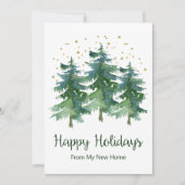 Happy Holidays Neue Zuhause Pine Trees Ankündigung (Vorderseite)
