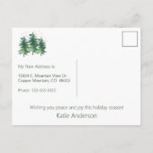Happy Holidays Neue Zuhause Pine Trees Ankündigungspostkarte (Rückseite)