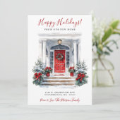 Happy Holidays Neue Zuhause Red Door Moving Ankündigung (Stehend Vorderseite)