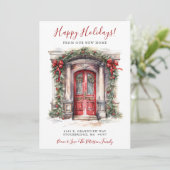 Happy Holidays Neue Zuhause Red Door Moving Ankündigung (Stehend Vorderseite)