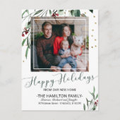 Happy Holidays Neues Zuhause Moving Ankündigung Fo (Vorderseite)