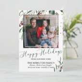 Happy Holidays Neues Zuhause Moving Ankündigung Fo (Stehend Vorderseite)