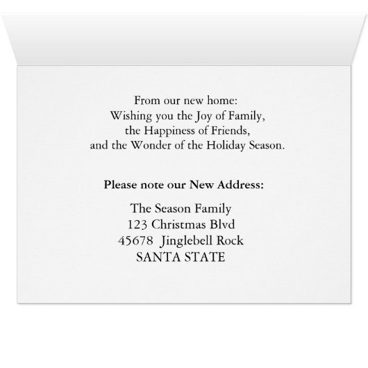 Happy Holidays - New Address Christmas Card (Innenansicht Horizontal (Unten))