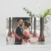 Happy Holidays | New-Weds Holiday Foto Feiertagskarte (Stehend Vorderseite)