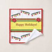 Happy Holidays, New Year, Weihnachtshandtuch Set (Waschlappen)