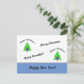 Happy Holidays New Years Postkarte (Stehend Vorderseite)