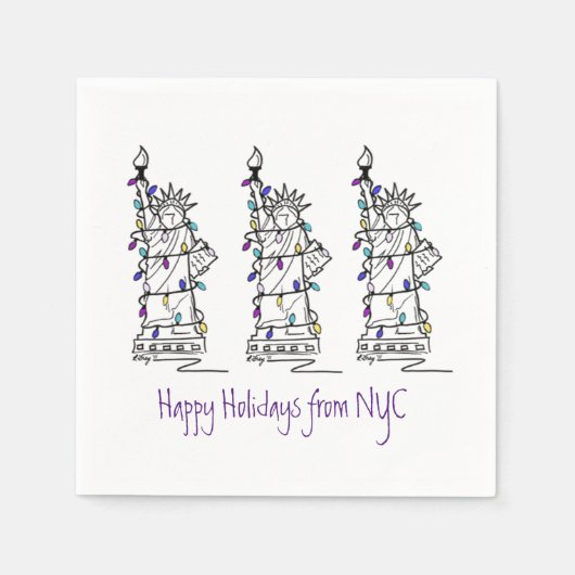 Happy Holidays New York City Hanukkah Weihnachten Serviette (Vorderseite)
