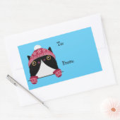 Happy Holidays Niedlich Cat Gift Label Rechteckiger Aufkleber (Umschlag)