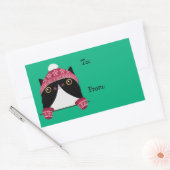 Happy Holidays Niedlich Cat Gift Label Rechteckiger Aufkleber (Umschlag)