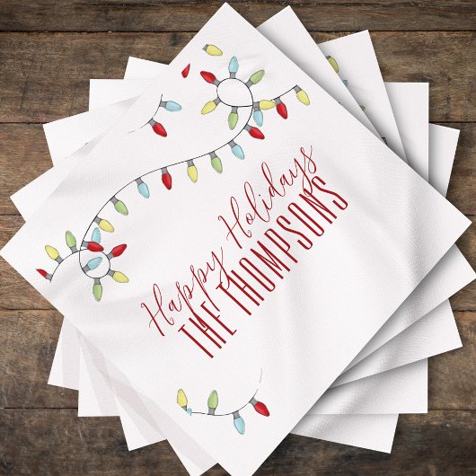 Happy Holidays Niedlich farbenfrohe String Lights Serviette