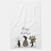 Happy Holidays Niedlich Funny Christmas Penguin Geschirrtuch (Vertikal)