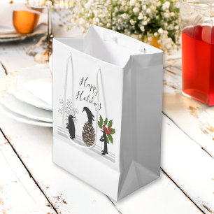 Happy Holidays Niedlich Funny Christmas Penguin Mittlere Geschenktüte