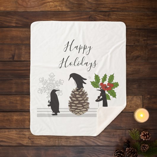 Happy Holidays Niedlich Funny Christmas Penguin Sherpadecke