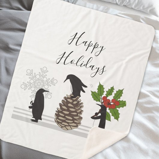 Happy Holidays Niedlich Funny Christmas Penguin Sherpadecke