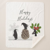 Happy Holidays Niedlich Funny Christmas Penguin Sherpadecke (Vorderseite)