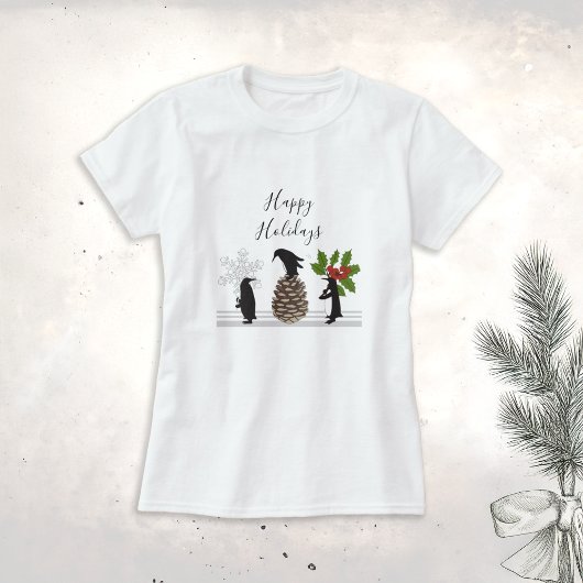 Happy Holidays Niedlich Funny Christmas Penguin T-Shirt