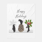 Happy Holidays Niedlich Funny Pinguin Weihnachten Fleecedecke (Vorderseite)