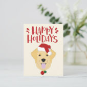 Happy Holidays - Niedlich Golden Retriever Weihnac Postkarte (Stehend Vorderseite)