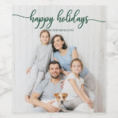 Happy Holidays Niedlich Green Script Weihnachten Weinetikett (Einzelnes Label)