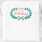 HAPPY HOLIDAYS NIEDLICH HOLLY WREATH OVALER AUFKLEBER (Tasche)