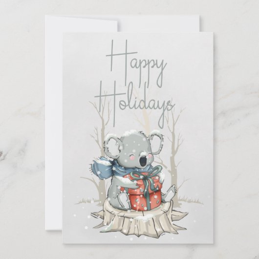 Happy Holidays Niedlich Koala Feiertagskarte (Vorderseite)