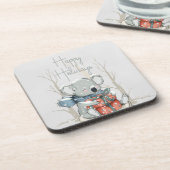 Happy Holidays Niedlich Koala Hard Kunststoff Unte Getränkeuntersetzer (Linke Seite)