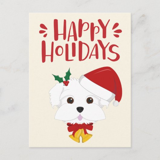 Happy Holidays - Niedlich maltesische Weihnachten Postkarte (Vorderseite)