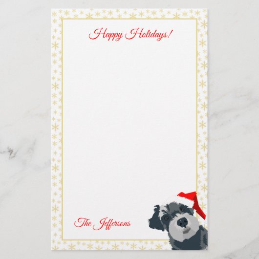 Happy Holidays Niedlich Mini Schnauzer Dog Weihnac Briefpapier (Vorderseite)