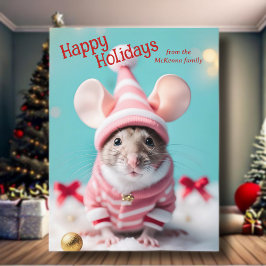 Happy Holidays Niedlich Mouse Familienname Weihnac Feiertagspostkarte