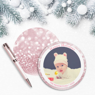 Happy Holidays Niedlich Pink Glitzer Feiertagskarte