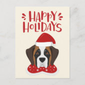 Happy Holidays - Niedlich Saint Bernard Weihnachte Postkarte (Vorderseite)