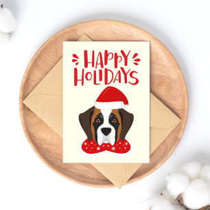 Happy Holidays - Niedlich Saint Bernard Weihnachte Postkarte