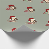Happy Holidays Niedlich Santa Monkey Geschenkpapier (Ecke)