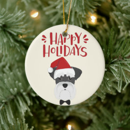 Happy Holidays - Niedlich Schnauzer Weihnachten Keramik Ornament