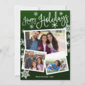 Happy Holidays Niedlich Snowflake Rustikale 3 Foto Einladung (Vorderseite)