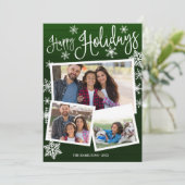 Happy Holidays Niedlich Snowflake Rustikale 3 Foto Einladung (Stehend Vorderseite)