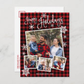 Happy Holidays Niedlich Snowflake Rustikale 4 Foto Postkarte (Vorne/Hinten)